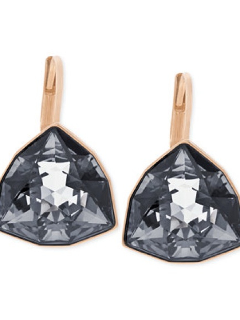 Swarovski Rose Gold Earrings with Gray Crystal Drops